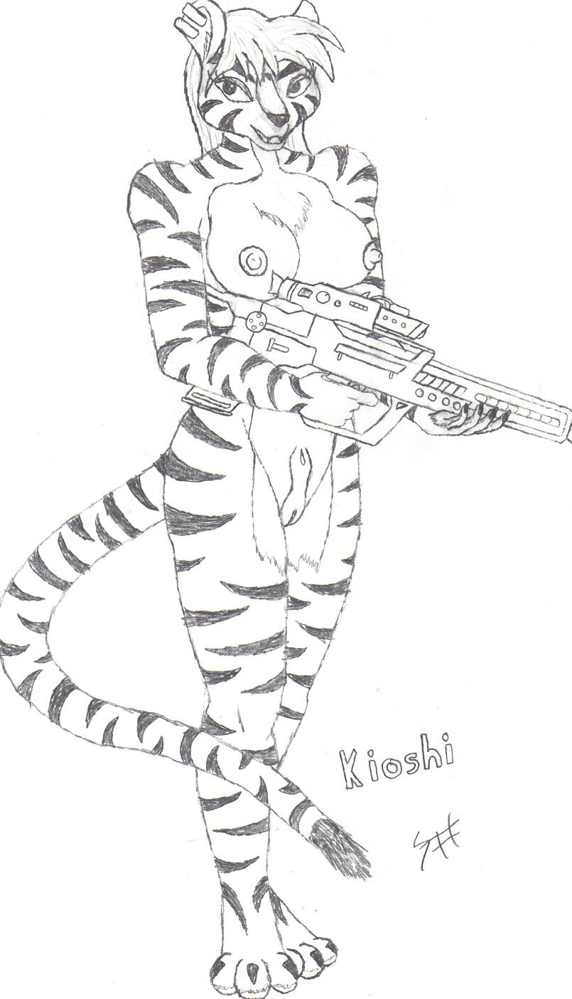Kioshi with a gun sketch