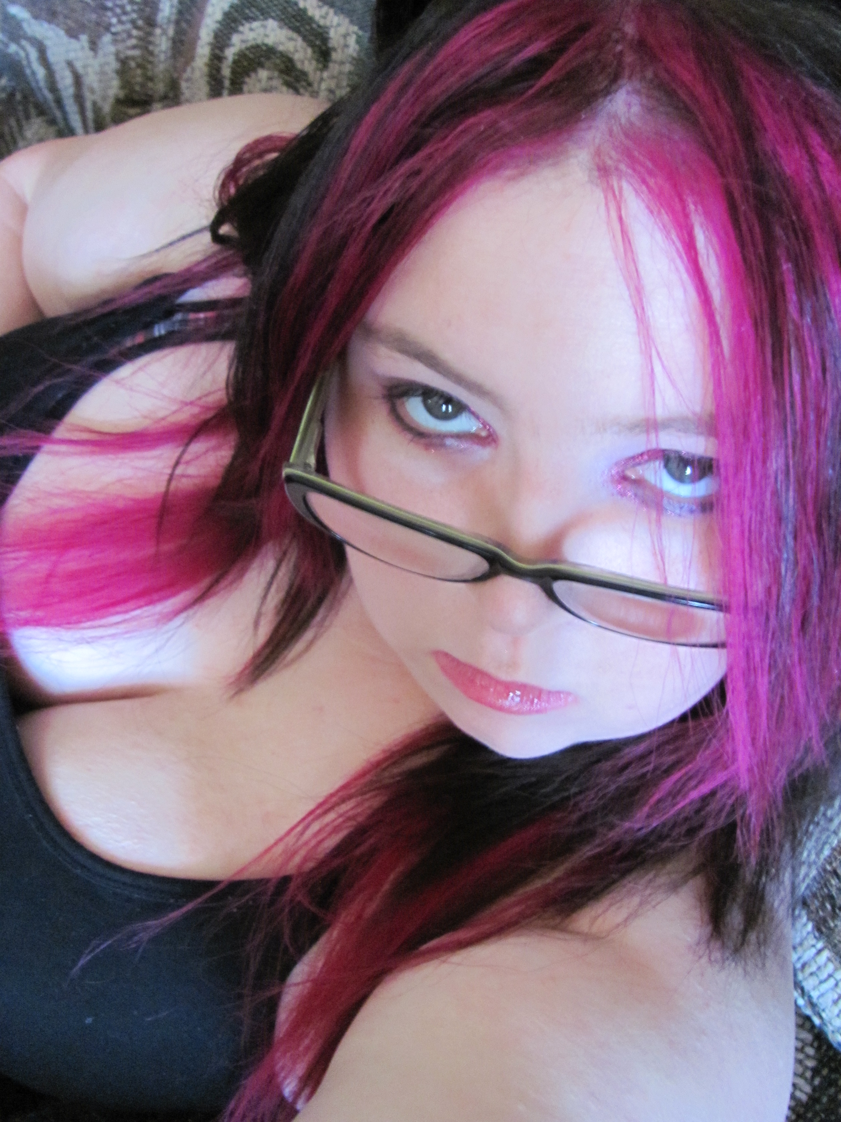pink with glasses